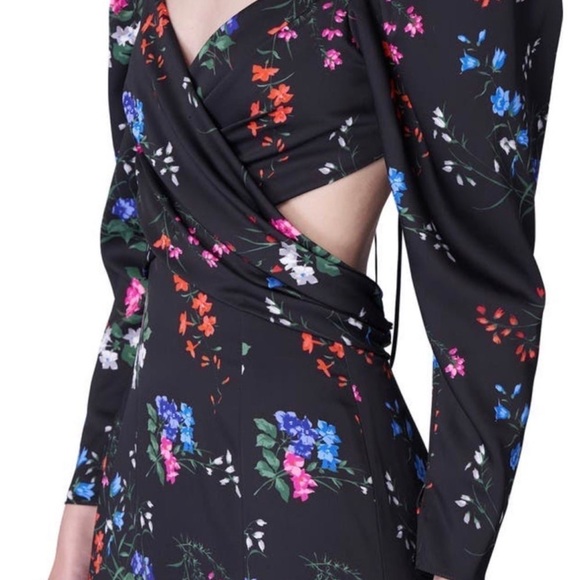 Carolina Herrera Floral-Print Crossover Cutout Puff-Sleeve Gown SZ 2 NWT - Picture 3 of 9
